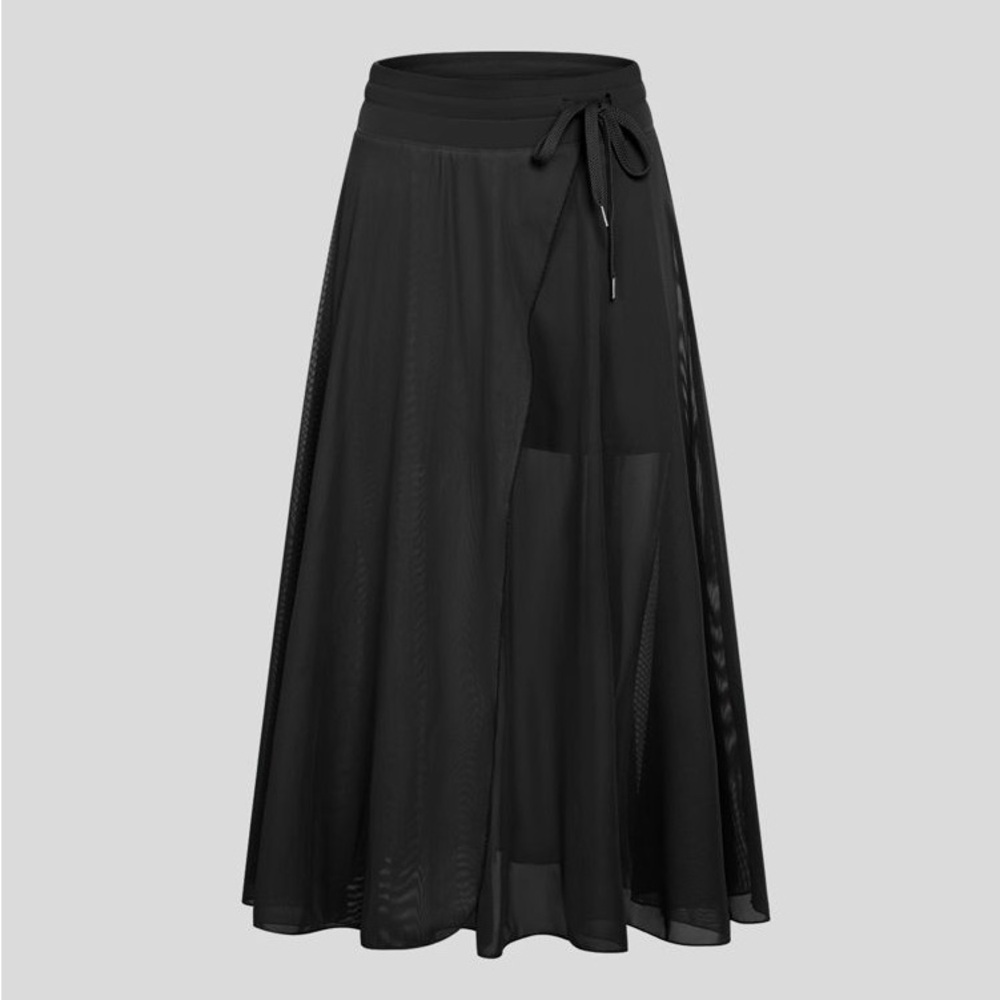 HALARA Black Asymmetrical Pleated Midi Skirt - Picture 4 of 8